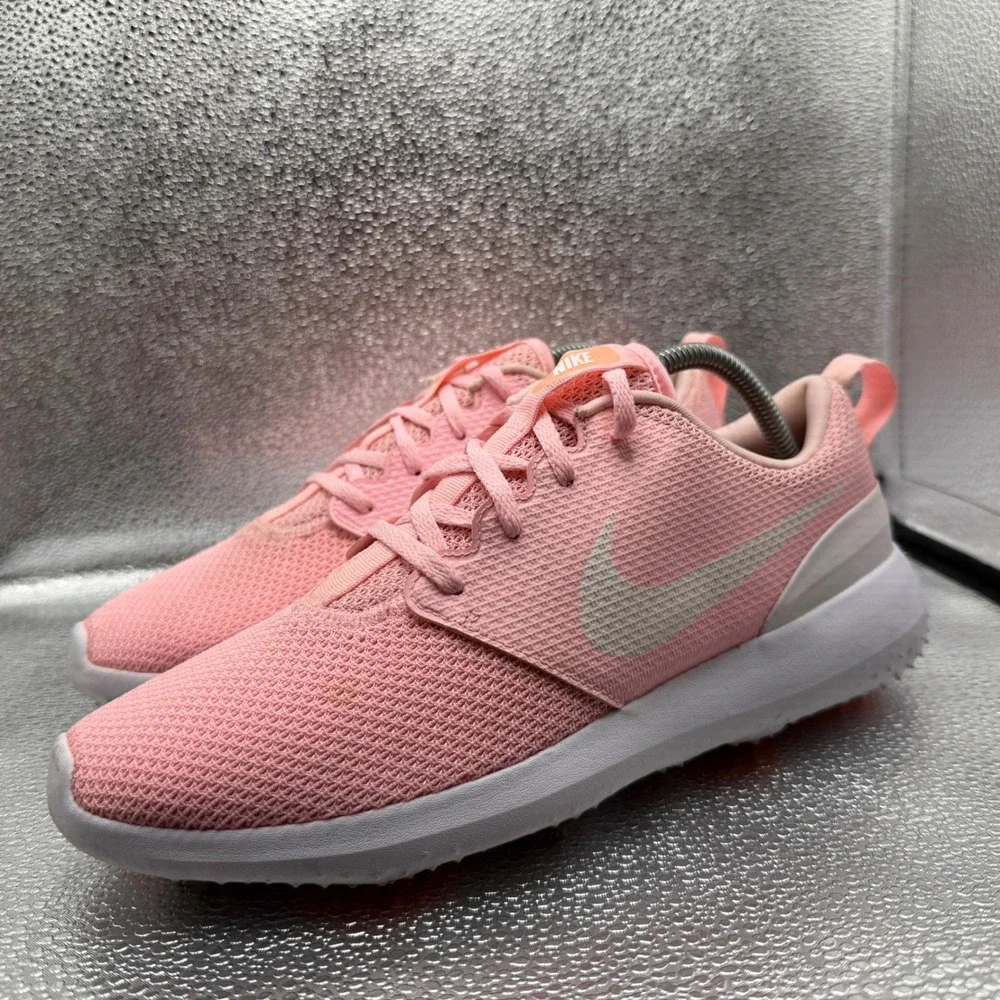 Size 10 Nike Roshe G Golf Shoes Womens Pink Good AA1851-600 Spikeless Mesh